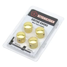 4Pcs Metal Guitar Knobs Dome Control Knobs Gold Universal 6mm Potentiometer Cap