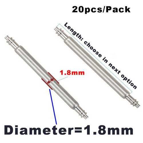 20pcs 1.3mm 1.5mm 1.8mm Stainless Steel Watch Band Strap Spring Bar Pins 10-27mm - Picture 9 of 15