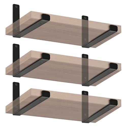 J Lip Shelf Brackets 6 Pack 9.25"x6"x1.5" Black Rustic Farmhouse Floating - Picture 1 of 8