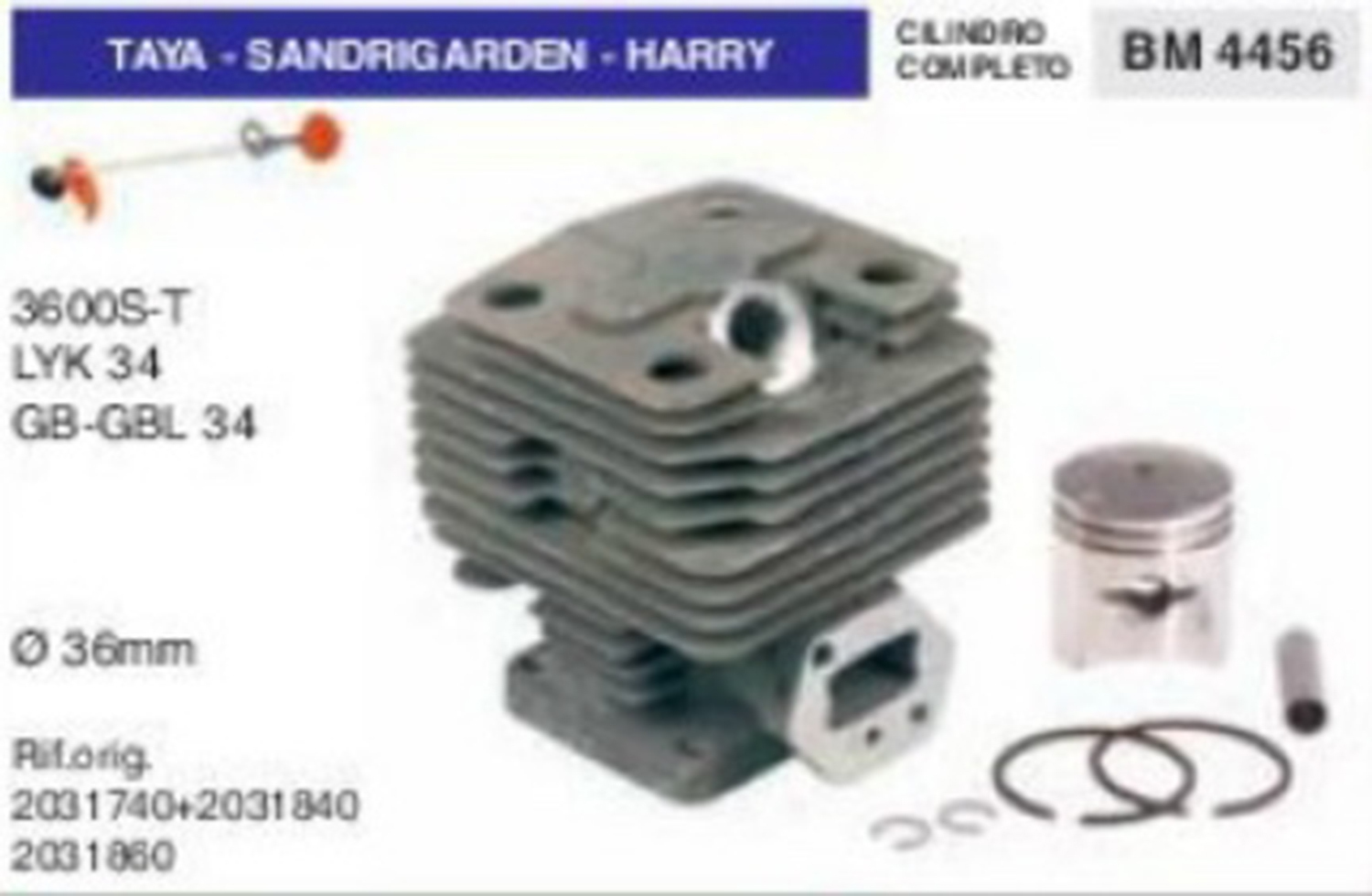 Cilindro e Pistone Harry 3600 Sandrigarden 36mm | Ricambio 34cc