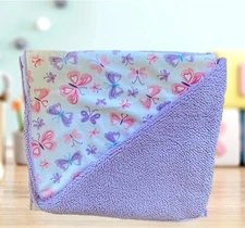 Pink Purple Butterfly Baby Blanket Plush Sherpa Lilac Lavender Soft Cuddle Time