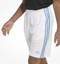 Adidas Boys' Elastic Waist 3-Stripe Mesh Shorts White/Blue Size XL NWT