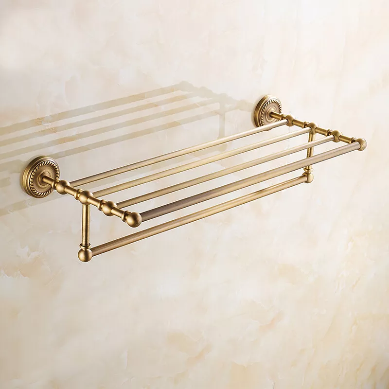 Antique Brass Wall Mounted Towel Rack Bathroom Hotel Rail Holder