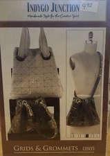 Indygo Junction "Grids & Grommets" Bag Tote Purse Sewing Pattern  New