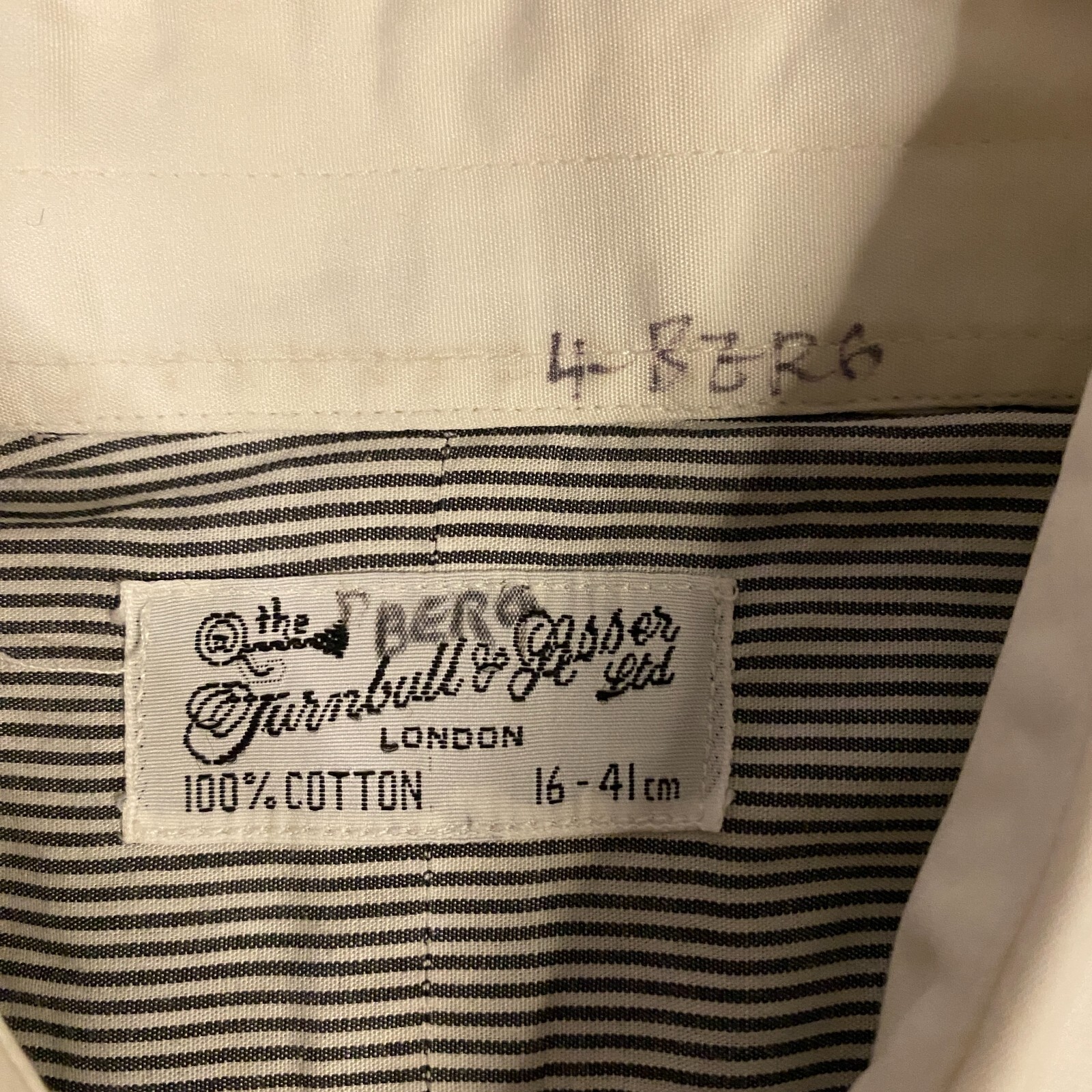 Turnbull & Asser Dress Shirt size 16 41 Striped Gray White French Cuff England