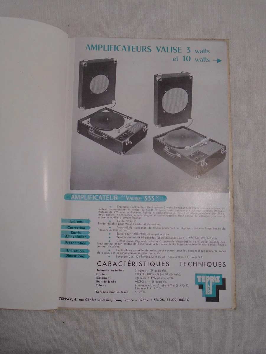 TEPPAZ LYON CATALOGUE AMPLIFICATEURS HAUT PARLEURS MICROPHONES TOURNE DISQUE