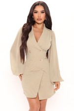 Fashion Nova Highest Society Blazer Dress - Sage