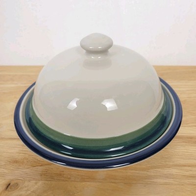 Vintage 90s Pfaltzgraff Ocean Breeze Stoneware Round Covered Butter/Cheese Dish