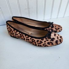 Time And Tru Ballet Bow Flats Womens Leopard Slip On Shoes Memory Foam Sz 9.5