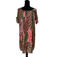 Charming Charlie Women Open Shoulder Multicolor Knee Length Floral Dress Size L