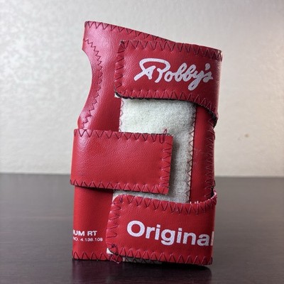 Robbys Bowling Black Leather Original Wrist Support - Red Size Medium