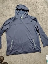 Lake & Trail Mens Blue/Gray Quilted Long Sleeve Pullover Hoodie 2XL Polyester 