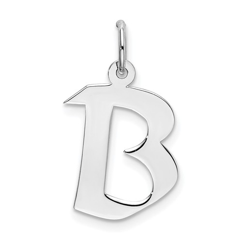 Sterling Silver 925 Artisan Block Letter B Initial Charm Pendant 0.83 Inch