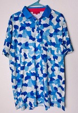 Redvanly Dawson Polo Shirt Mens Large Malibu Blue Camo Athletic Luxury
