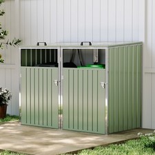Large Double Wheelie Bin Storage Metal Store Cover Garden Rubbish Dustbin Room A