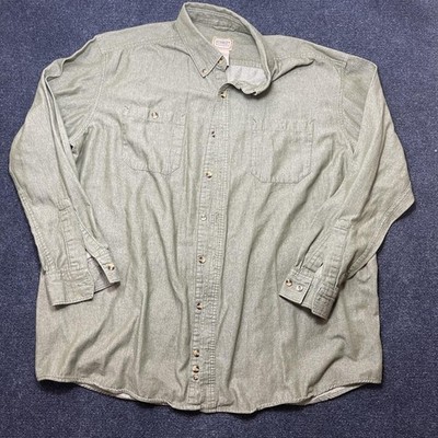 C.E. Schmidt Shirt Mens 2XLT Green Solid Long Sleeve Button Up Workwear Pockets