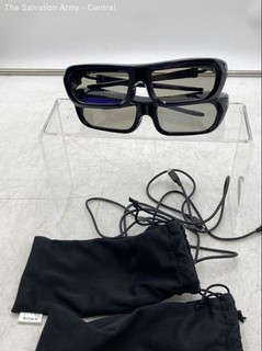 Pair Of 2 Sony Black Rechargeable Active Shutter 3D Glasses With Cable & Case