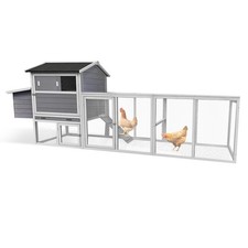 Wooden Chicken Coop with Play Area and Nesting Boxes