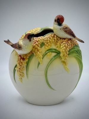 Mint! FRANZ COLLECTION - 3D Porcelain Tree Sparrow Vase - FZ00128