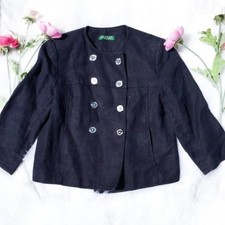 Lauren Ralph Lauren Sz 8 Petite Dark Navy Blue Button Blazer 8p Career Work
