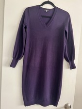 Uniqlo Merino Blend V-neck Size Small Purple Knitted Cuffed Dress Size S