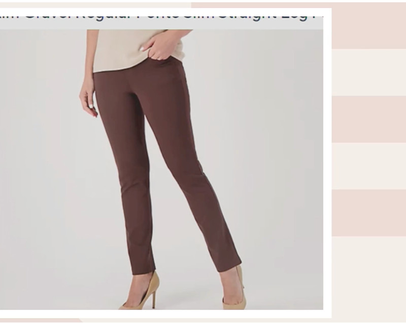 Belle by Kim Gravel 16 Java Regular Ponte Slim Straight Leg Pants