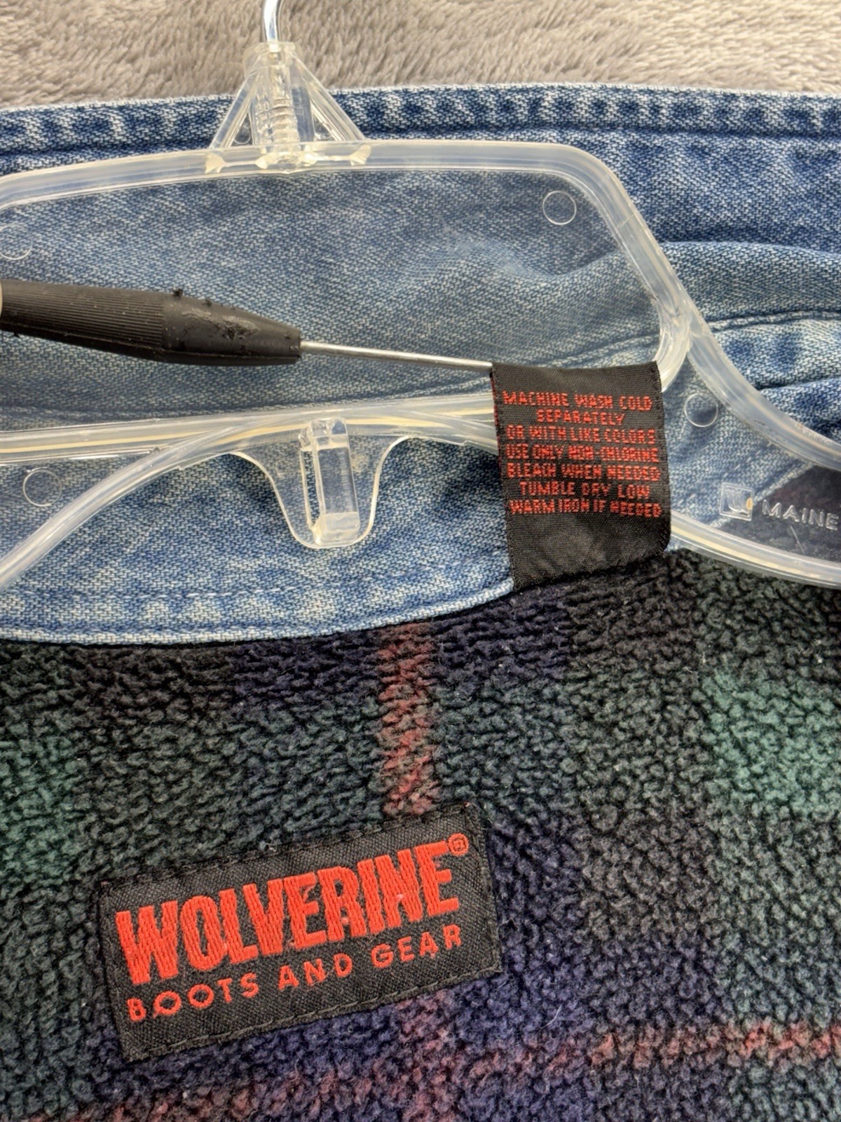 Wolverine Plaid Lined Denim Collared Button Shirt… - image 16