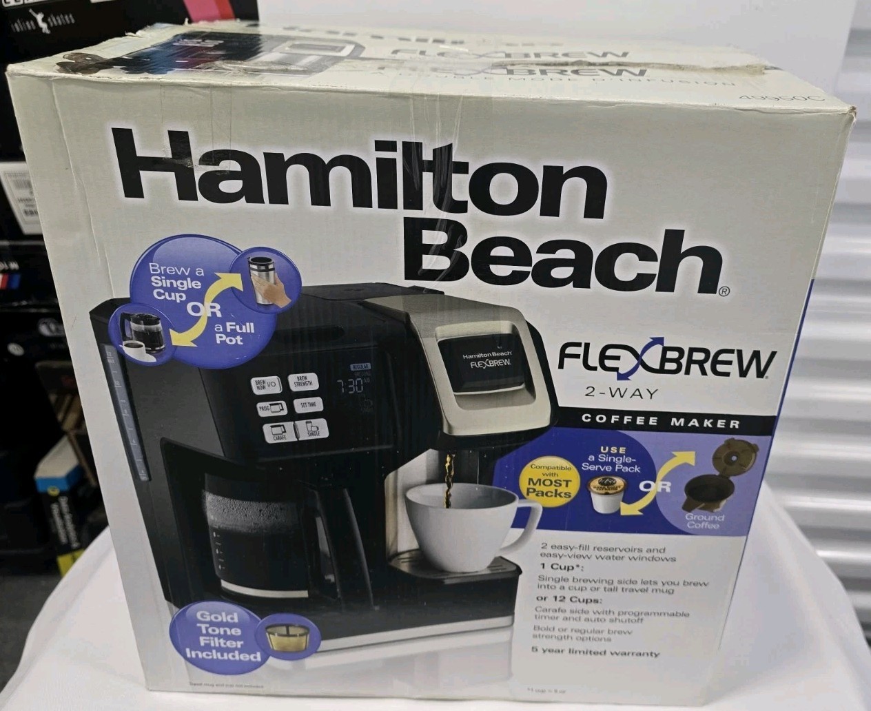 Hamilton Beach FlexBrew Trio Coffee Maker, 2-way Single Serve Full 12 Cup 