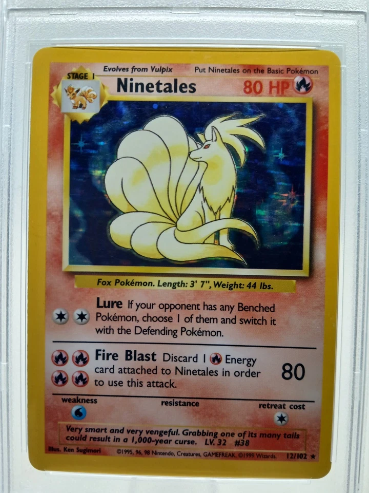 1999 Pokemon Game Card Ninetales #12 Holo Psa 6 Ex Unlimited Wotc Nintendo  - Image 2 of 3
