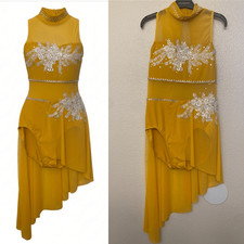 Weissman Balera dance costume solo yellow custom rhinestoned D10496 MA adult