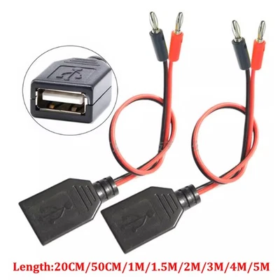USB Buchse Stecker auf rot schwarz Stecker Strom Testkabel Länge 0,2/0,5/1,5-5 m - Bild 1 von 4