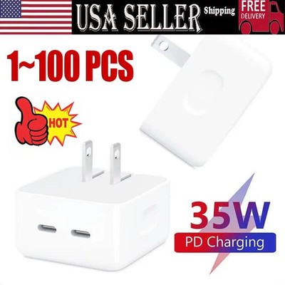 35W USB-C Dual Port Fast Charger Cube PD Adapter For iPhone 17/16/15/13/Pro lot
