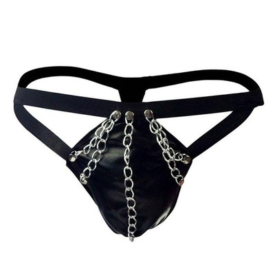 Männer Sexy Kunstleder Ring Tanga Unterwäsche Eng Brief G-String T-Back Tanga
