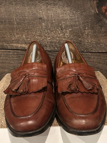 JOHNSTON & MURPHY Cellini Leather Kiltie Loafers w/Tassels Brown. 11.5 - Picture 3 of 10