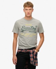 Image of Superdry T-Shirt Short Sleeve Crew Neck Top VL Classic Relaxed Tee Blue Grey Red