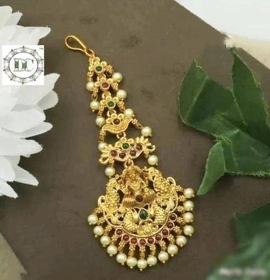 Unique Gold Plated Fine Touch Matte Finish  Lord Lakshmi Mangteeka For Women