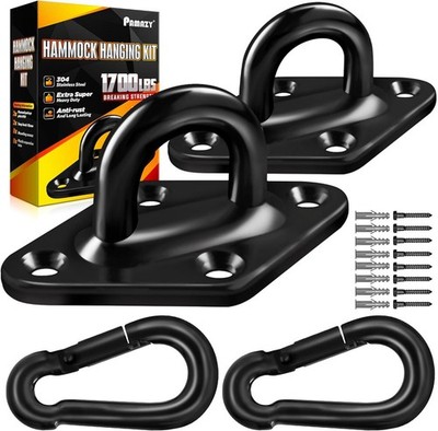 PAMAZY [Upgraded] 1700 lb Capacity 2PCS M10 Stainless Steel Pad Eye Hooks+2PC...