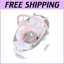 Pink Flora the Unicorn Baby Bouncer - Toy Bar, Vibrations