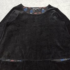 Gudrun Sjoden Velours Tunique Taille S Noir Coton Bio Top Poches Petit