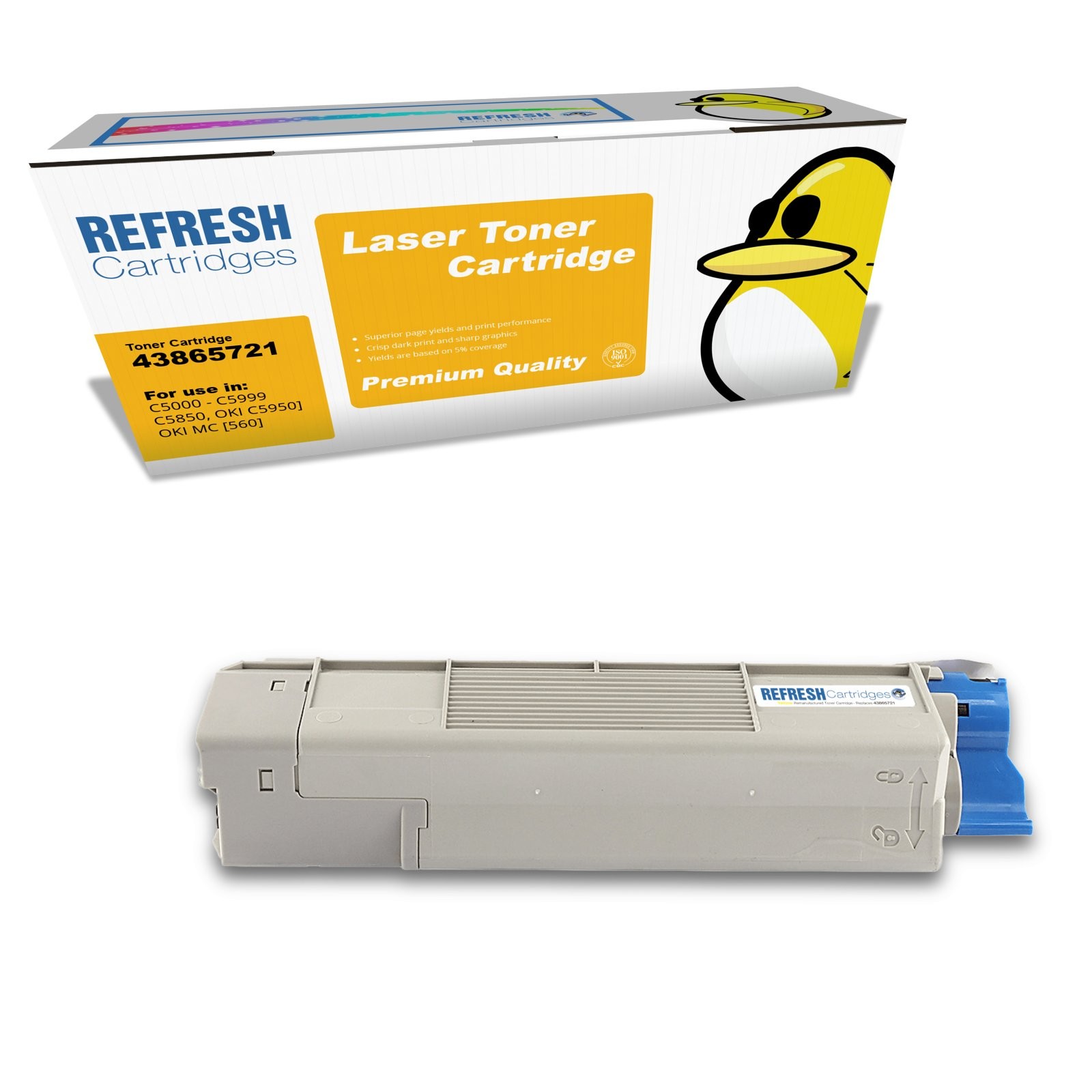 Refresh Cartridges Yellow 43865721 Toner Compatible With Oki Printers