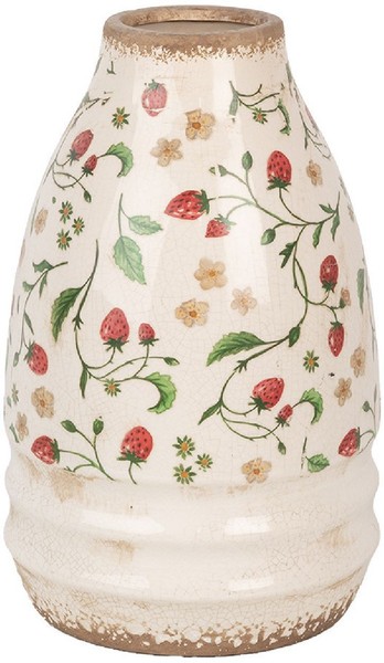 Clayre & Eef 6CE1946M Vase Beige Rot Keramik Ø 21X32 Cm Landhausstil-image