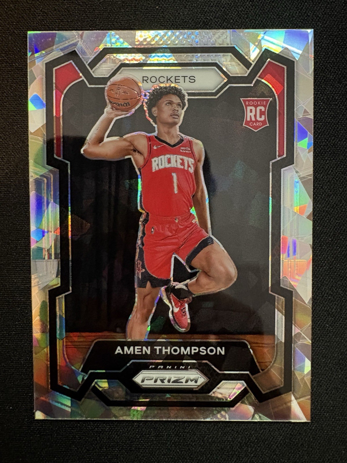 🔥 2023 Panini Prizm Amen Thompson #150 Cracked Ice RC ROOKIE Houston 🚀 Rockets