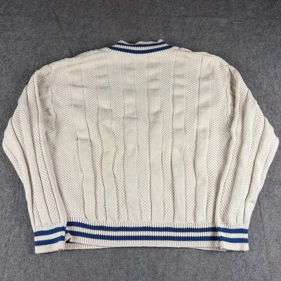 Suéter Stefanl Vintage Para Mujer XL Blanco Tejido con Cable Tenis Preppy Cárdigan Foto 4 de 4