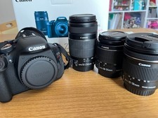 Canon EOS Kiss X5 EF-S 10-18, 18-55, 55-250mm lens set, spare battery, two