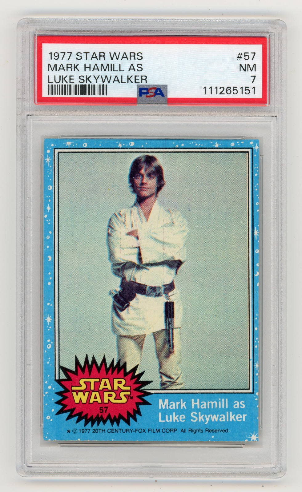 1977 Topps Star Wars #57 Mark Hamill as Luke Skywalker PSA 7