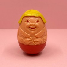 Vintage Airfix Weebles Blonde Hair Girl Lady w/ Purse Pink Base Toy Figure 1970s