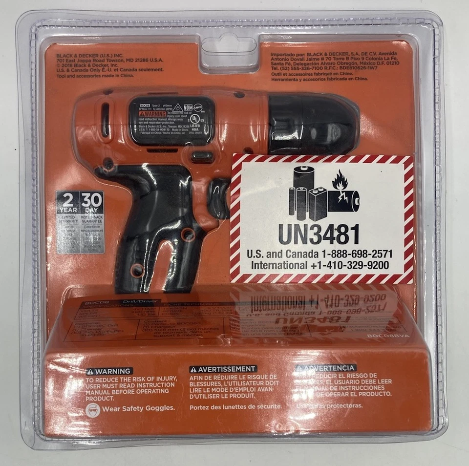 Black + Decker Model BDCD8BVA 8 Volt Max Lithium Ion Drill With Bits New - Image 2 of 3