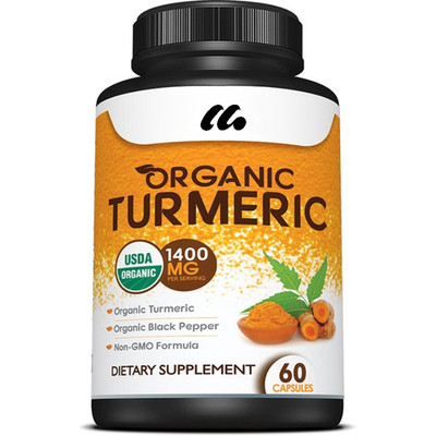 New Organic Turmeric Curcumin 60 Capsules &Organic Black Pepper