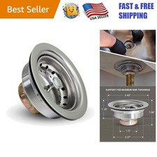 Durable 3-1/2 Inch Stainless Steel Drain Assembly with Strainer Basket  Stopper