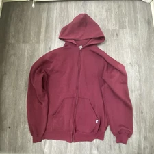 Russell Athletic Burgundy Red Zip Up Hoodie Sweatshirt Men’s Large